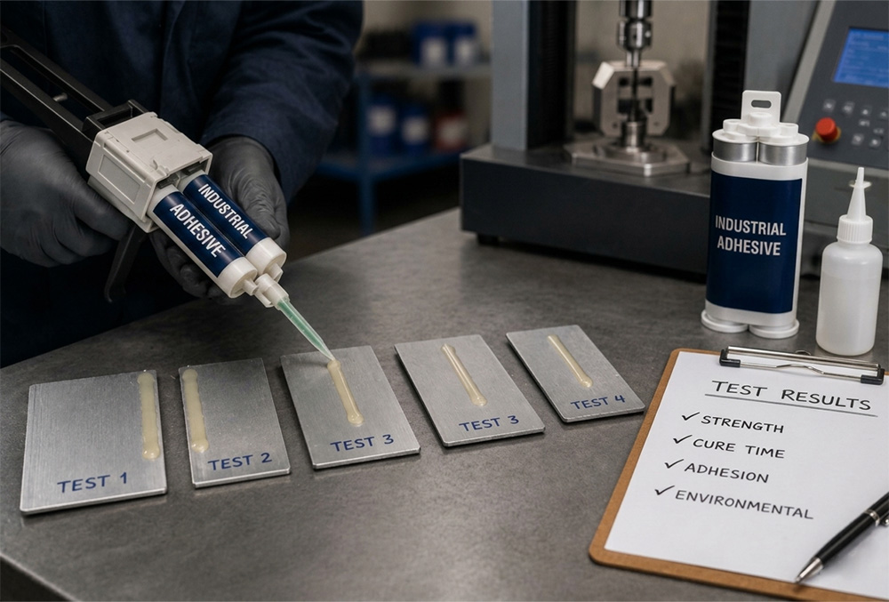 Adhesive tests before producing in bulk