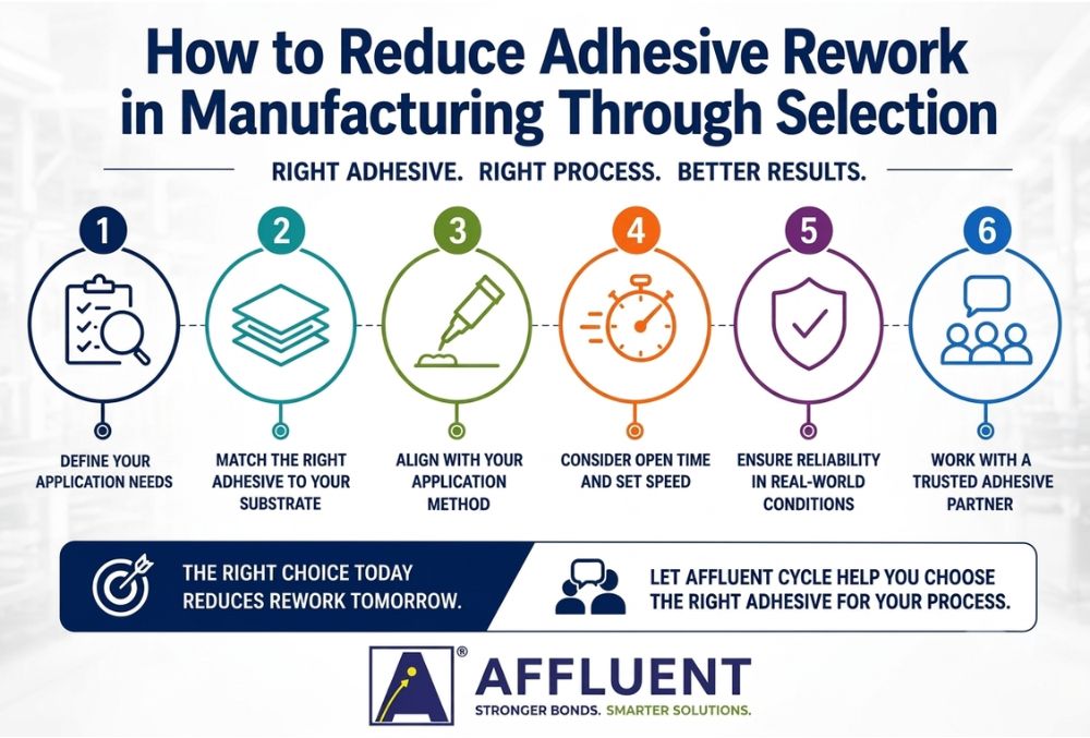 Ways to reduce adhesive rework in manufacturing through selection